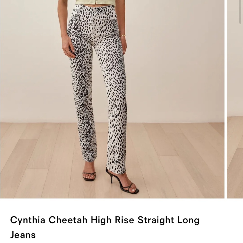 Reformation Cheetah Print High Rise Jeans - Black and White